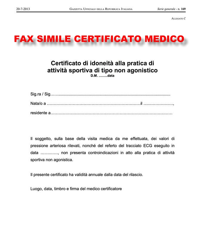 Faxsimile certificato medico